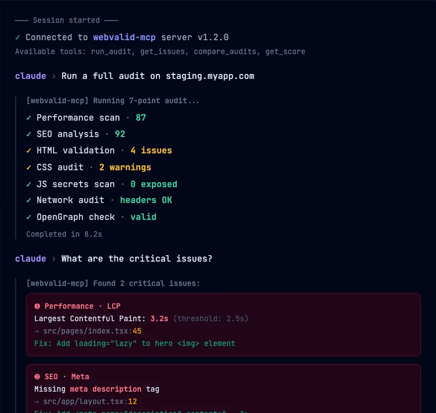 WebValid talks directly to your AI